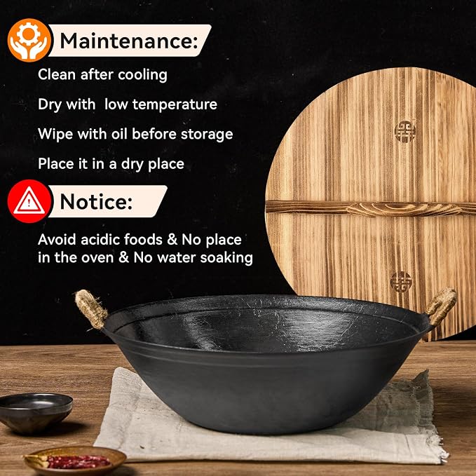 WANGYUANJI 14.2" Cast Iron Wok - Image 8
