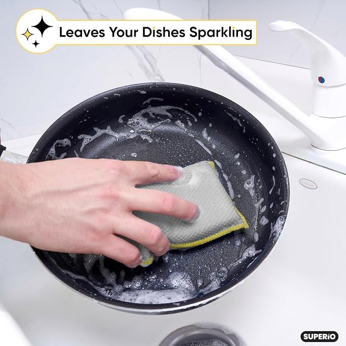 Microfiber Dish Sponge – Non-Scratch Kitchen Scrubber, Heavy-Duty Household - Image 6