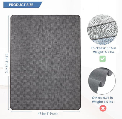 Chair Mat for Hardwood & Tile Floor, 47" x 52" Heavy Duty Office Chair Mat for Rolling Chairs, Anti Slip, Non-Curve, Floor Protector for Home Office, Gray Square