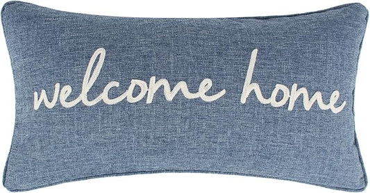 Levtex Home - Tobago - Decorative Pillow (12 x 24 in.) - Welcome Home - Blue and White