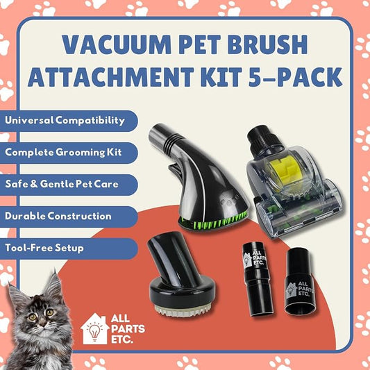 Vacuum Pet Brush Attachment Kit 5-Pack – Dog Grooming Tools - Image 2
