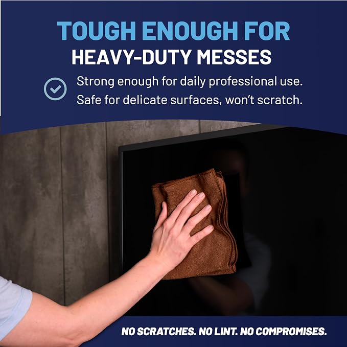 MW Pro Microfiber Cleaning Cloth | Brown | 12 Pack | 16” x 16” | Coffee - Image 6