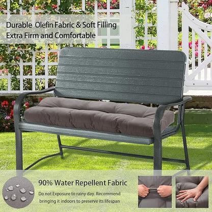 FUNHOME Outdoor Bench Cushion 42 x18 inch with Non-Slip Grips,Water Resistant Porch Swing Cushion,Bench Pillow Pads,Tufted Cushions for Patio Garden Furniture,42" Seat Cushions(Granny Gray)