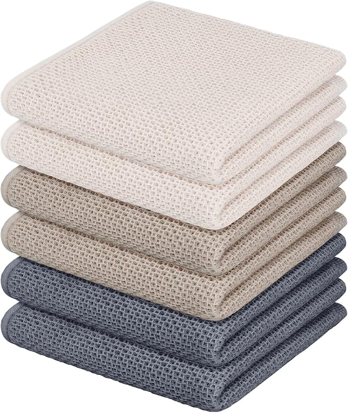 Nialnant 6 Pack Kitchen Hand Towels, Large 100% Cotton Kitchen Tea Towels by Nialnant