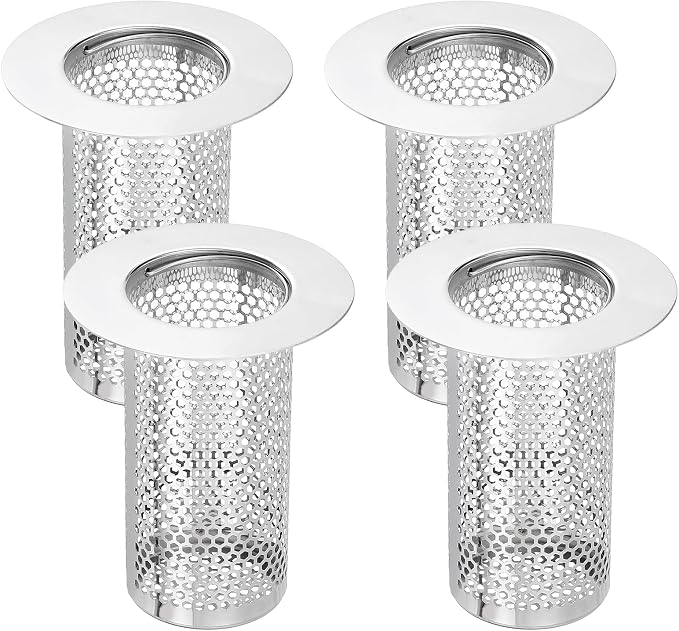 uxcell 4 Pack Shower Drain Strainer, 3.2" x 2.6" 304 Stainless Steel Floor by uxcell