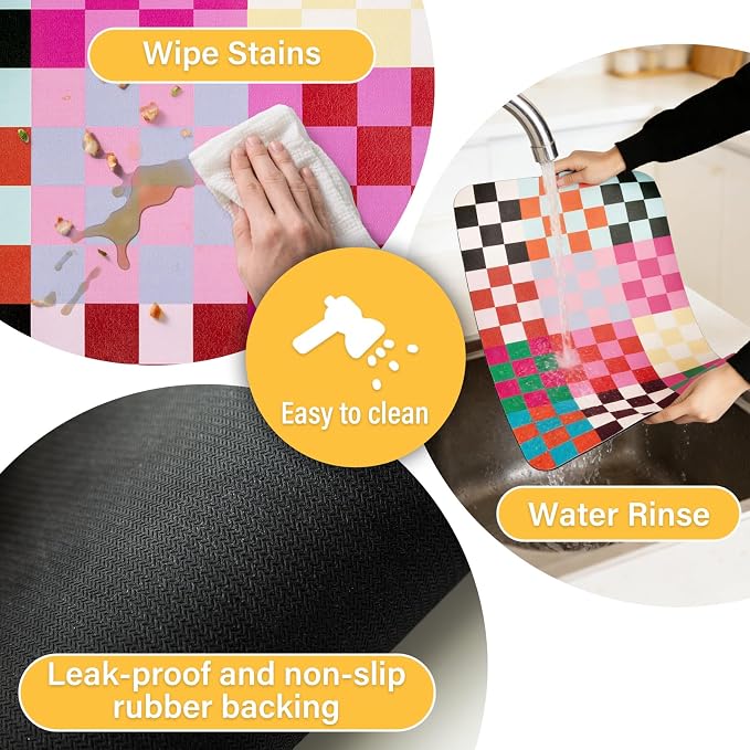 Checkered Dish Drying Mat for Kitchen Counter Coffee Mat Bar Accessories - Image 7