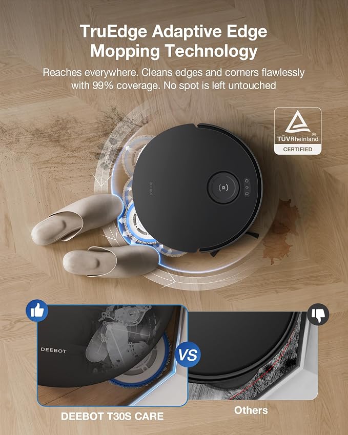 ECOVACS DEEBOT T30S Care Robot Vacuum and Mop, ZeroTangle Technology, TruEdge - Image 3