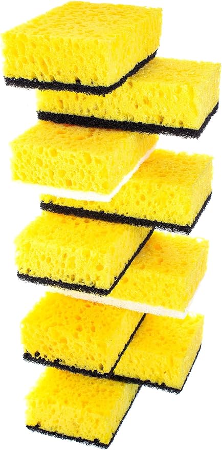 Yellow Multi Use Scrub Sponge. Made in Europe. 9 Pack, 4.3x2.8x1.4 inches. by Okleen