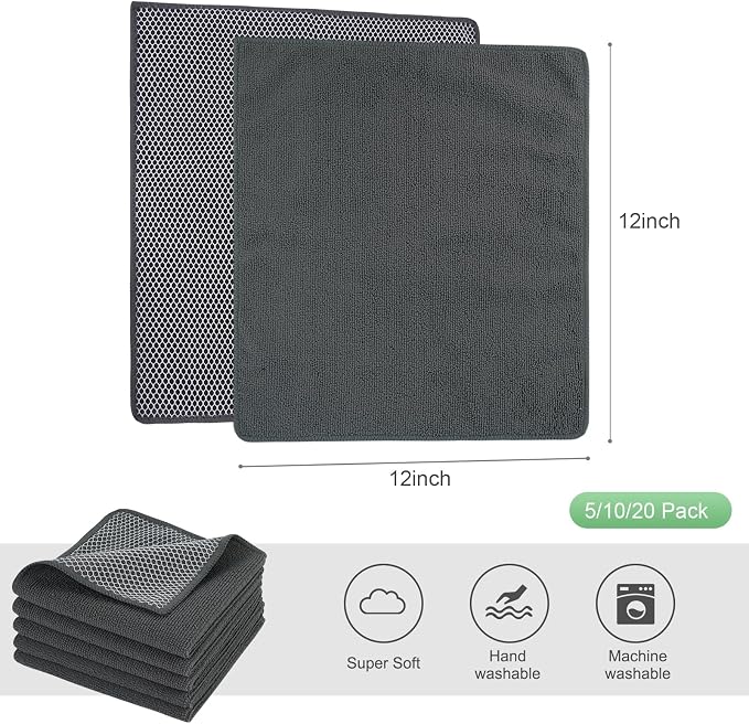 SINLAND Microfiber Dish Cloths Wash Clothes - Image 2