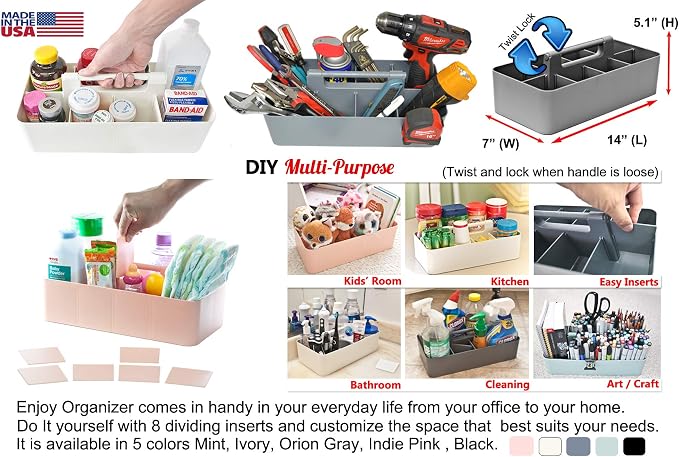 2 PACK - Portable DIY 8 Dividers Durable Plastic Organizer Tote Tool Home - Image 6