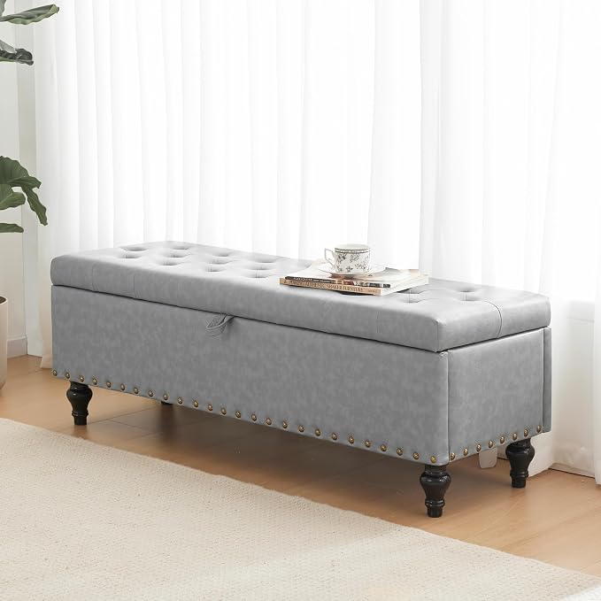 50" Storage Ottoman Bench, Tufted Ottoman by Mangodan