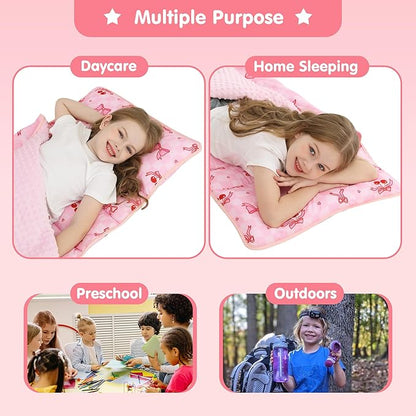 Viviland Toddler Kid Nap Mat for Preschool, Slumber Bag with Pillow and Blanket, Daycare Sleeping Bag Kindergarten Sleep Mat