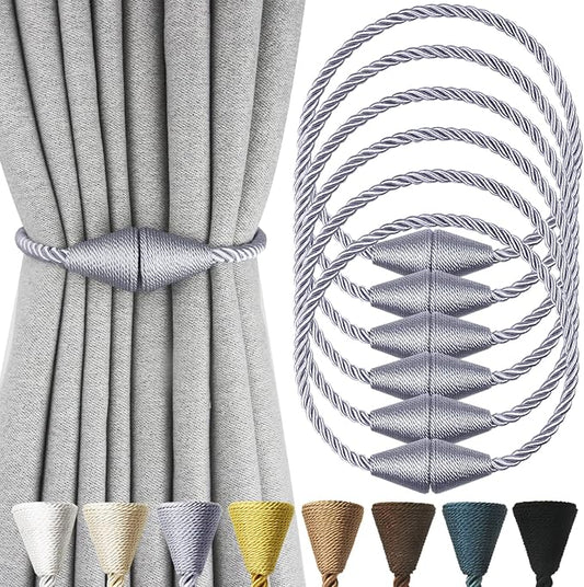 6 Pack Magnetic Curtain Tiebacks Rope Modern Handmade Curtain Tie Backs by CurtianTiebacks