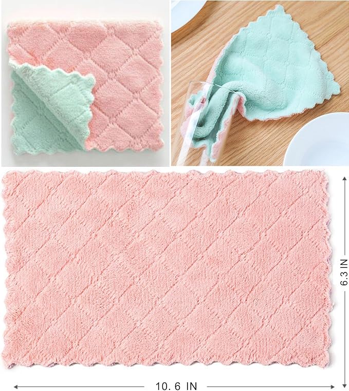 32 Pack Kitchen Cloth, Microfiber Dish Towels Washcloths, Super Absorbent Coral - Image 7