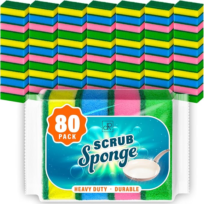 DecorRack 80 Kitchen Sponges, Heavy Duty Dish Sponges, Household Cleaning by DecorRack