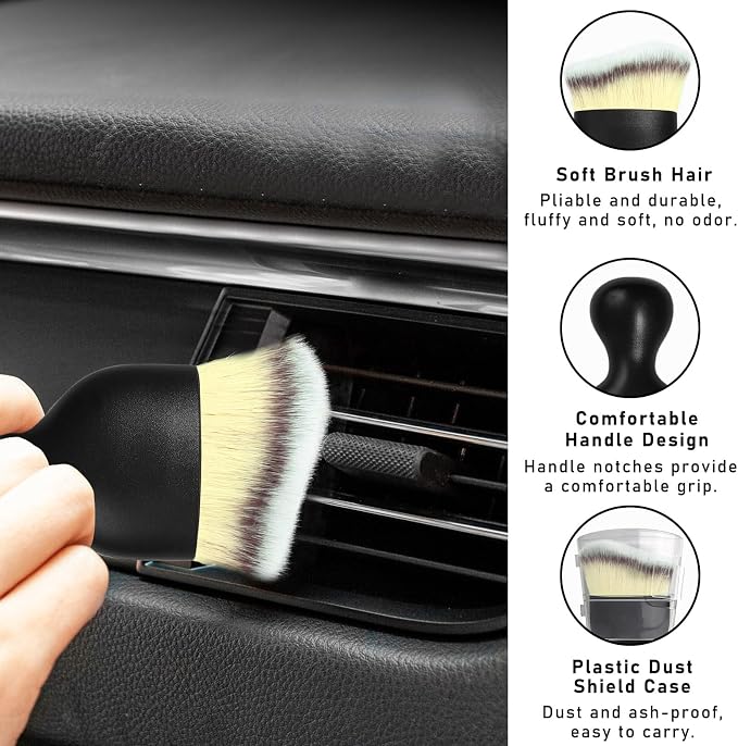 Car Interior Dust Brush, Soft Scratch Free Auto Detailing Brushes, Universal - Image 3