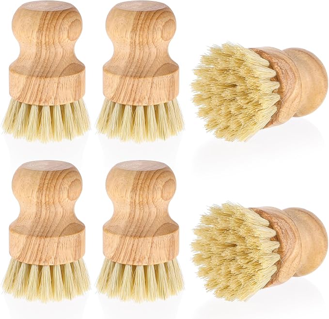 6 Packs Bamboo Dish Scrub Brushes Wok Brush Dish Scrubber Brush Kitchen - Image 8