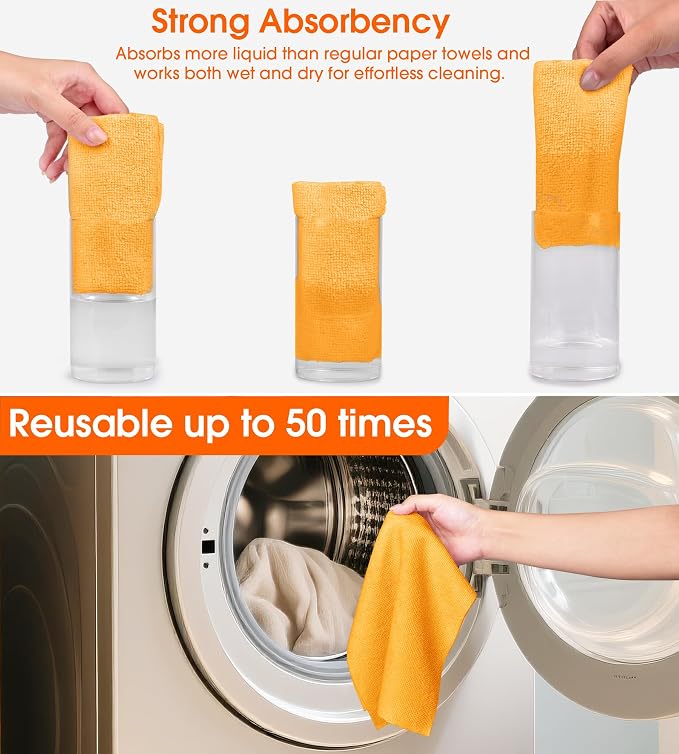 Microfiber Cleaning Cloth Roll–100 Pack, Tear Away Microfiber Towels, - Image 6