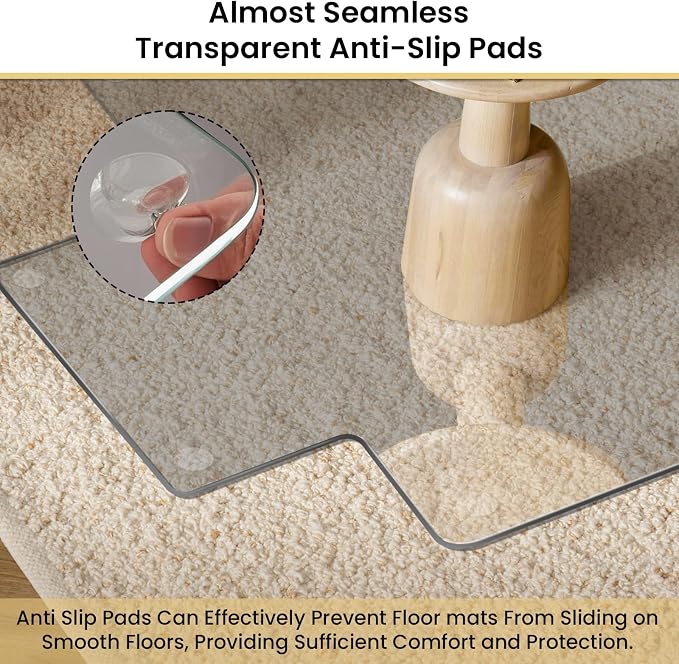 VSARHouse Irregular Tempered Glass Office Chair Mat - Image 5