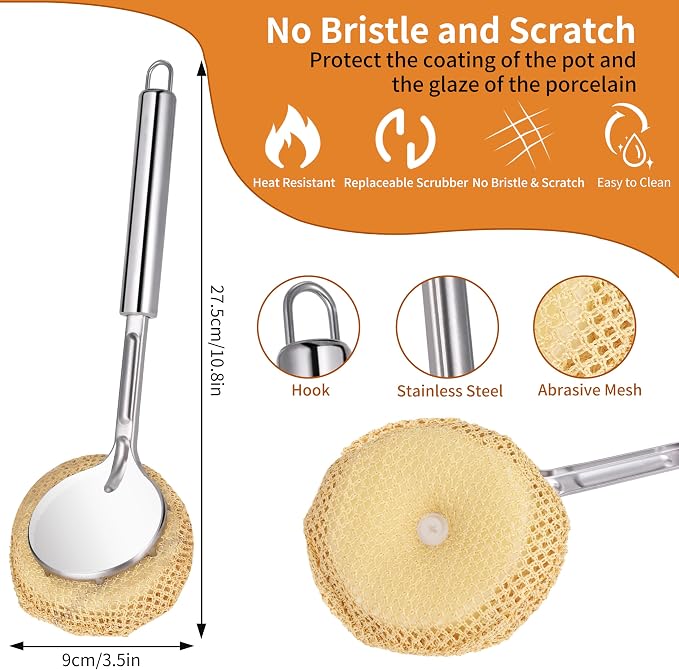 Kitchen Scrub Brush with Handle, Non-Scratch Cleaning Brush - Image 3