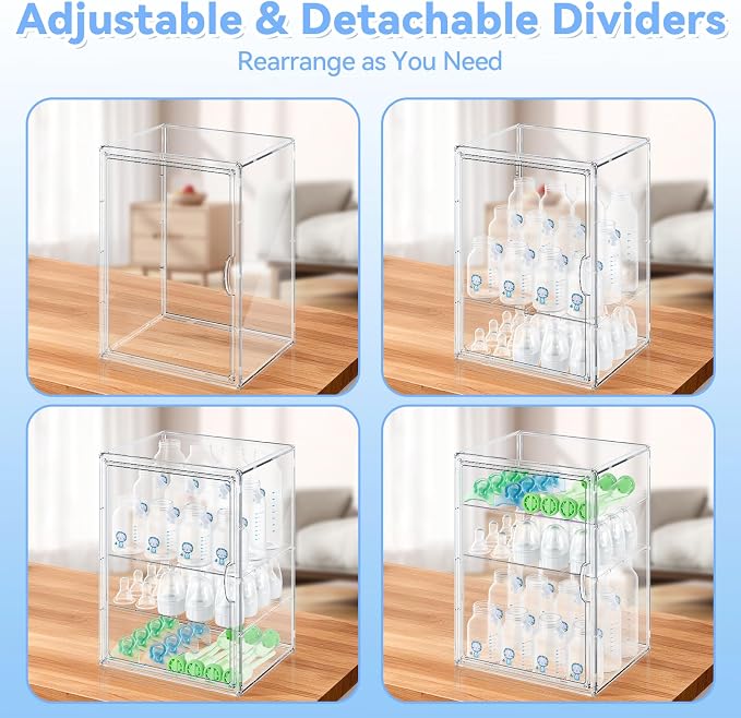 Baby Bottle Organizer for Countertop, Large Clear Bottle Storage Organizer - Image 6