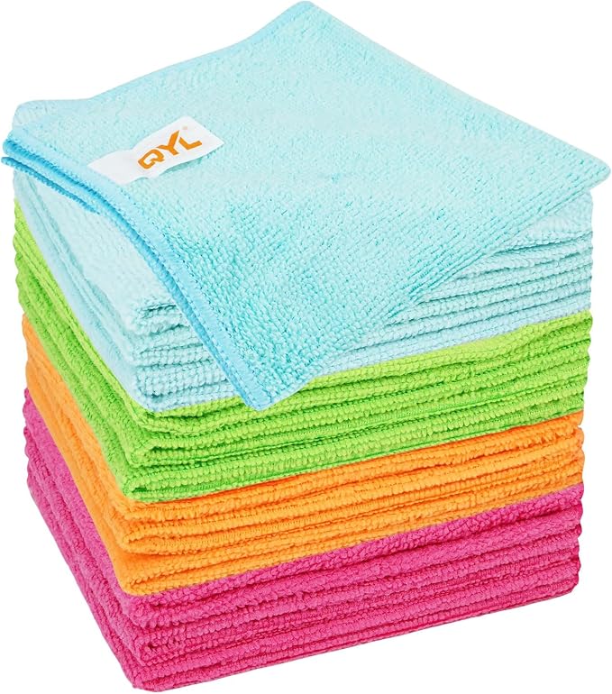 QYL Microfiber Cleaning Cloth, 12 Pack Cleaning Rags, Cleaning Towels by QYL