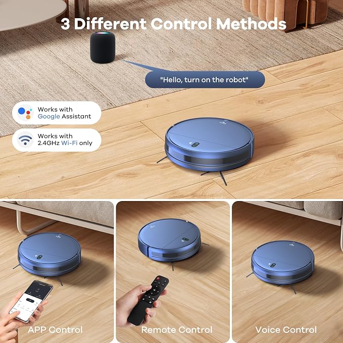 ZCWA Robot Vacuum and Mop Combo, 2.4GHz WiFi Link Vacuum Robot, 4 Cleaning Mode - Image 3
