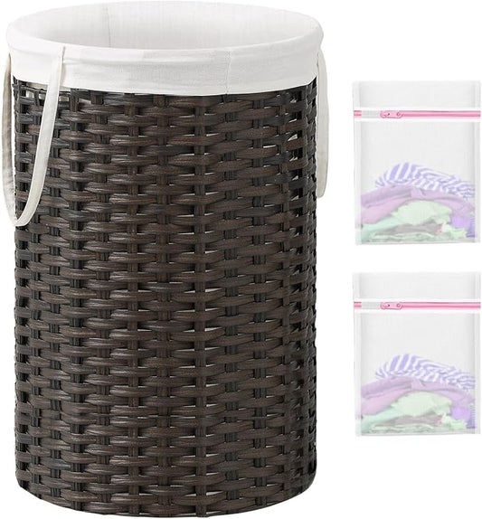 34.3 Gal Large Laundry Hamper Laundry Basket Round Handwoven Wicker Laundry by SETVSON