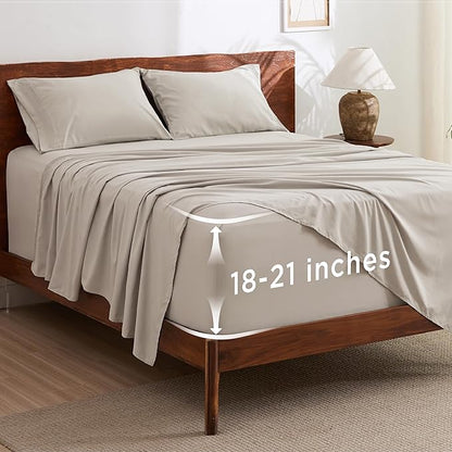 Bedsure Deep Pocket Full Size Bed Sheets Set - Fits Mattresses Up to 21 Inches Thick - 4 Piece GentleSoft Bed Sheets, Moisture Wicking, Soft & Cooling Bedsheet & Pillowcases, Easy & Secure Fit, Linen