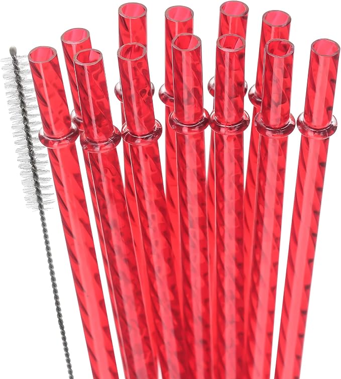 Dakoufish 12 Inch Reusable Clear Plastic Swirl Drinking Straws by Dakoufish