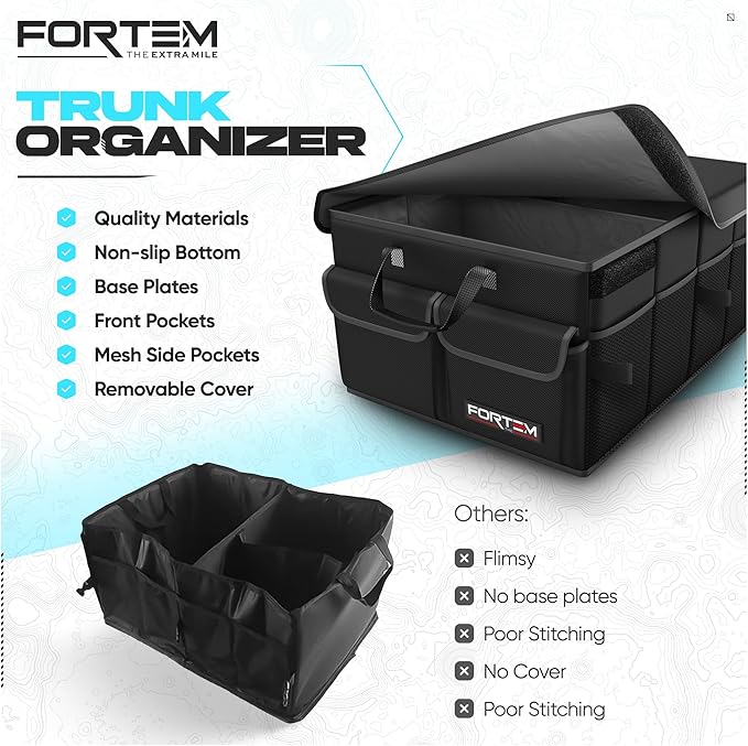 FORTEM Trunk Organizer For SUV Car Trunk Organizer, Foldable Storage, Car - Image 7