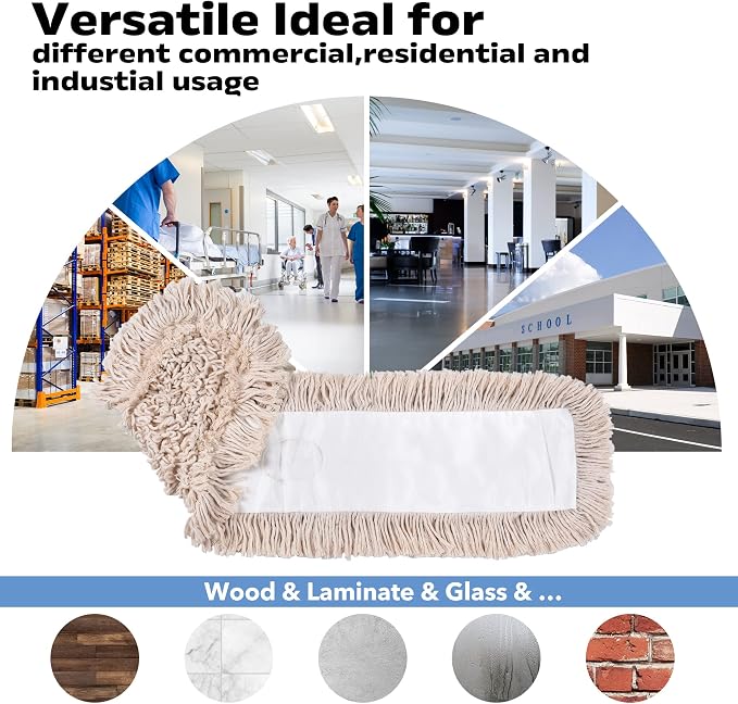 Matthew Cleaning 36'' Cotton Dust Mop Refill Washable Thick Tufted Replacement - Image 5