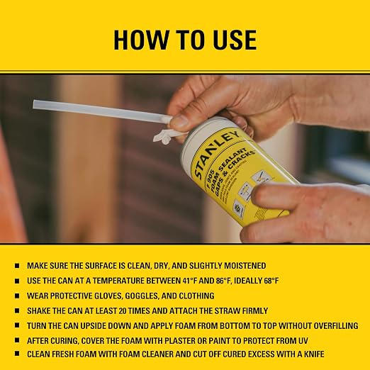 Stanley F905 Gaps & Cracks Sealant – Polyurethane Spray Foam Insulation - Image 4