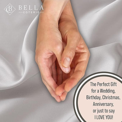 Bella Coterie 6 Piece Luxury Bamboo Viscose King Size Sheet Set | 100% Organically Grown | Cooling for Hot Sleepers | 18" Deep Pocket | Soft & Hypoallergenic | 4 Pillowcases [Grey Mist]