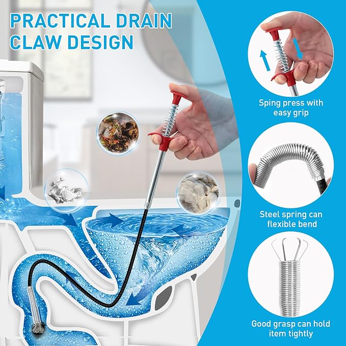 Drain Snake 12 Set: 25inch Snake Drain Hair Removal Tool, 59inch Cleaning Brush - Image 2