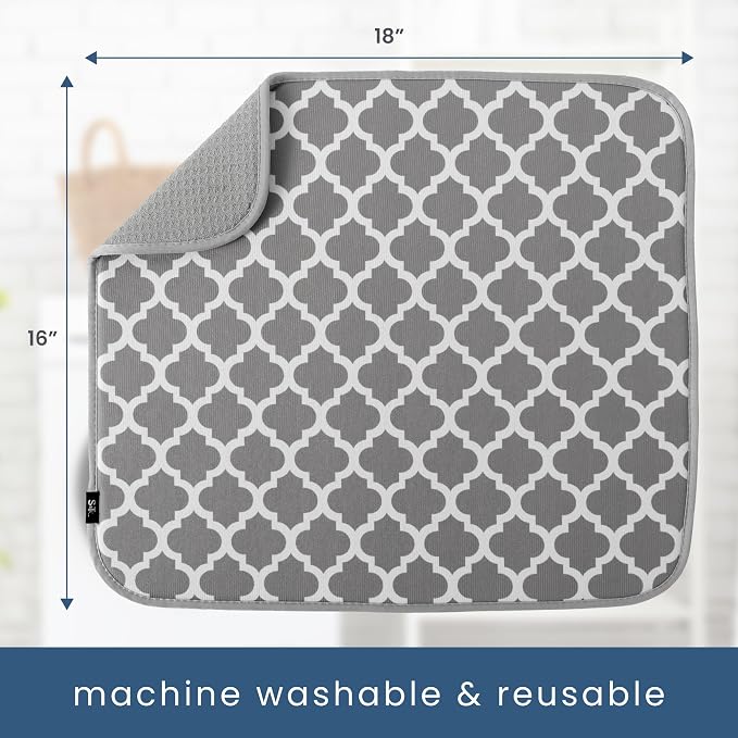 S&T INC. Dish Drying Mat, 16” x 18”, Absorbent Microfiber Kitchen Counter Mat - Image 6