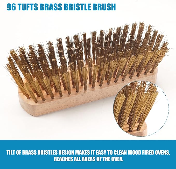 Pizza Oven Brush 7 Inch Brass Bristles Replacement Brush Head and Scraper - Image 2