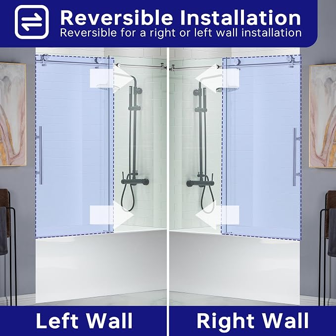 WOODBRIDGE MBSDC6062-C Frameless Sliding Glass Tub Door | 56"-60"W x 62"H | - Image 8