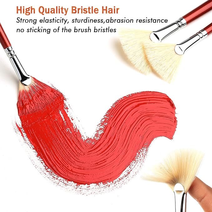 Fan Brush for Painting, 7 Pieces Fan Brush Set - Image 4