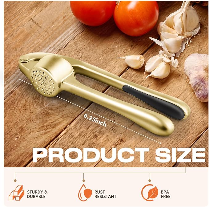 Kitchen Garlic Press, Rust Proof & Dishwasher Safe Garlic Mincer, Durable - Image 2