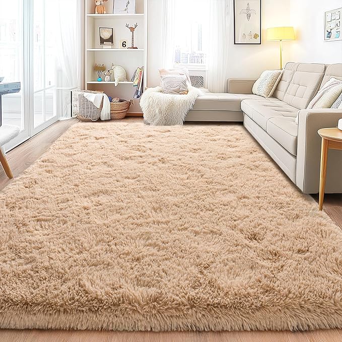 Area Rugs for Living Room, Soft Shaggy Carpets for Living Room, Fuzzy Rugs for Kids' Room, Perfect Decor for Modern Home Camel 9x12 Feet