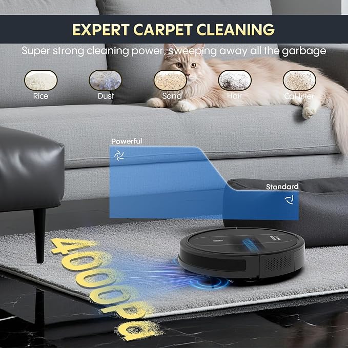 3-in-1 Robot Vacuum 4000Pa Strong Suction Robot Vacuum Cleaner & Smart - Image 3