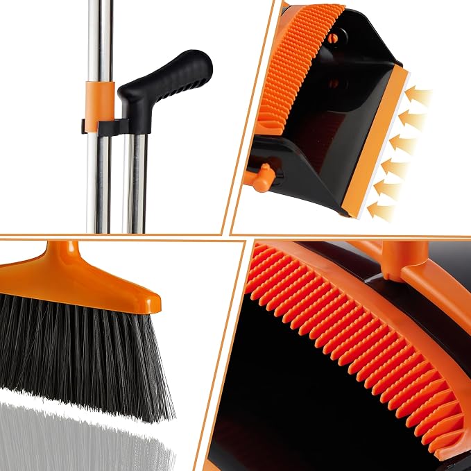 Broom and Dustpan Set Lightweight Upright Lobby Broom and Dust Pan Combo - Image 4