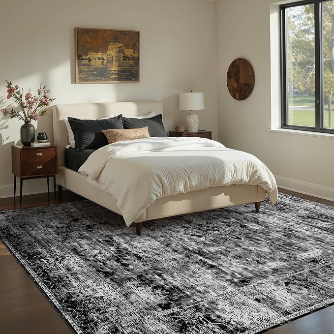 Area Rugs 6x9, Washable Rugs for Living Room, Vintage Boho Indoor Soft Carpet - Image 2