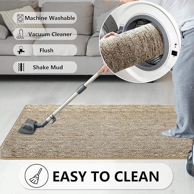 REFETONE Indoor Doormat, Front Door Mat 32"x40" Absorbent Rubber Backing Non - Image 6