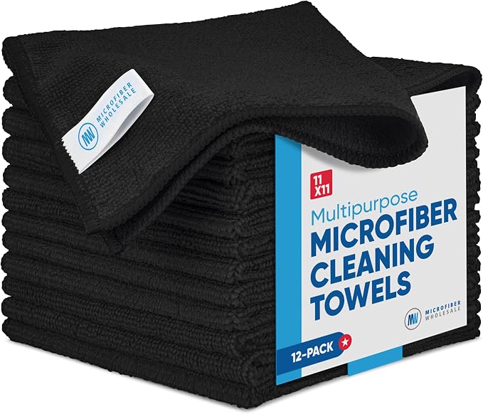 Microfiber Wholesale Black Microfiber Cleaning Cloth by MicrofiberWholesale