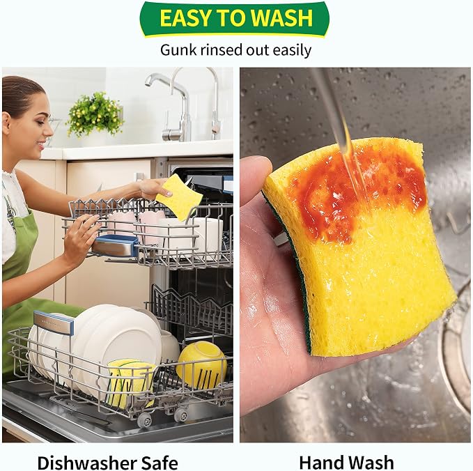 HOMERHYME Heavy Duty Sponges, 12 Pack Cellulose Scrub Sponge, Dual-Sided - Image 5