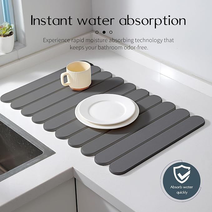16"×12" Grey Stone Dish Drying Mats - Image 3