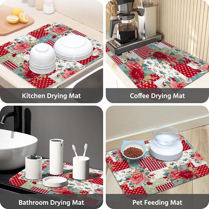 Dish Drying Mat for Kitchen Counter 16x18 Inch, Super Absorbent Dish Drainer Mat - Image 7
