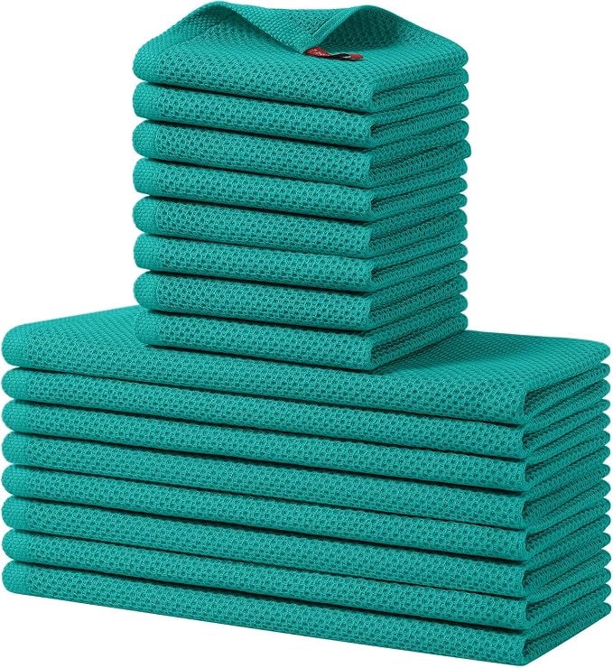 Homaxy 100% Cotton Kitchen Towels and Dishcloths Set, 12 x 12 Inches and 13 x by Homaxy